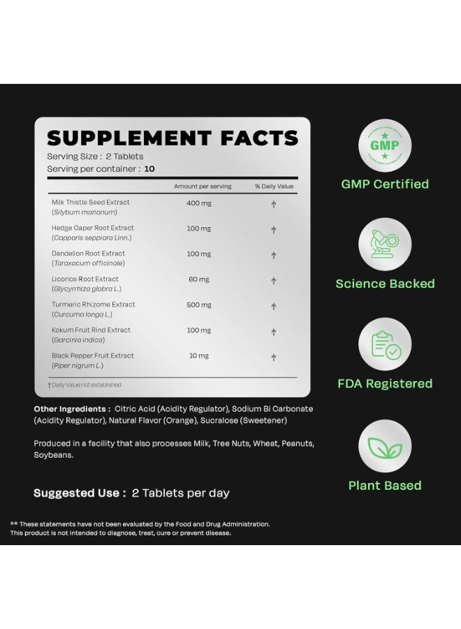 Auric Herbal Liver Support Supplement | Milk Thistle (Silymarin), Turmeric, Garlic, Ginger for Liver Health | Advanced Detox & Cleansing Formula for active Liver | 40 Tablets | Plant Based Gluten-Free - Image 3